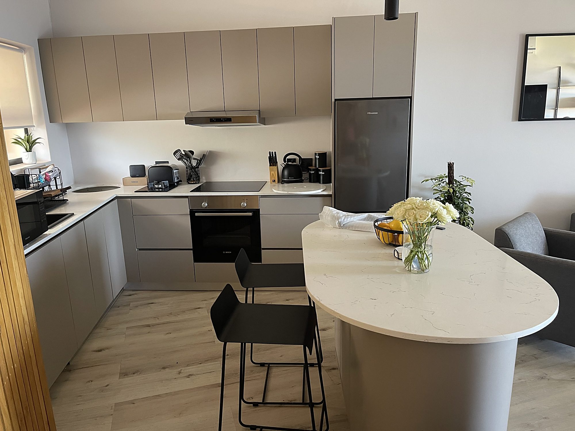Kitchen respray restored by ALR Aluminium Restoration in Cape Town